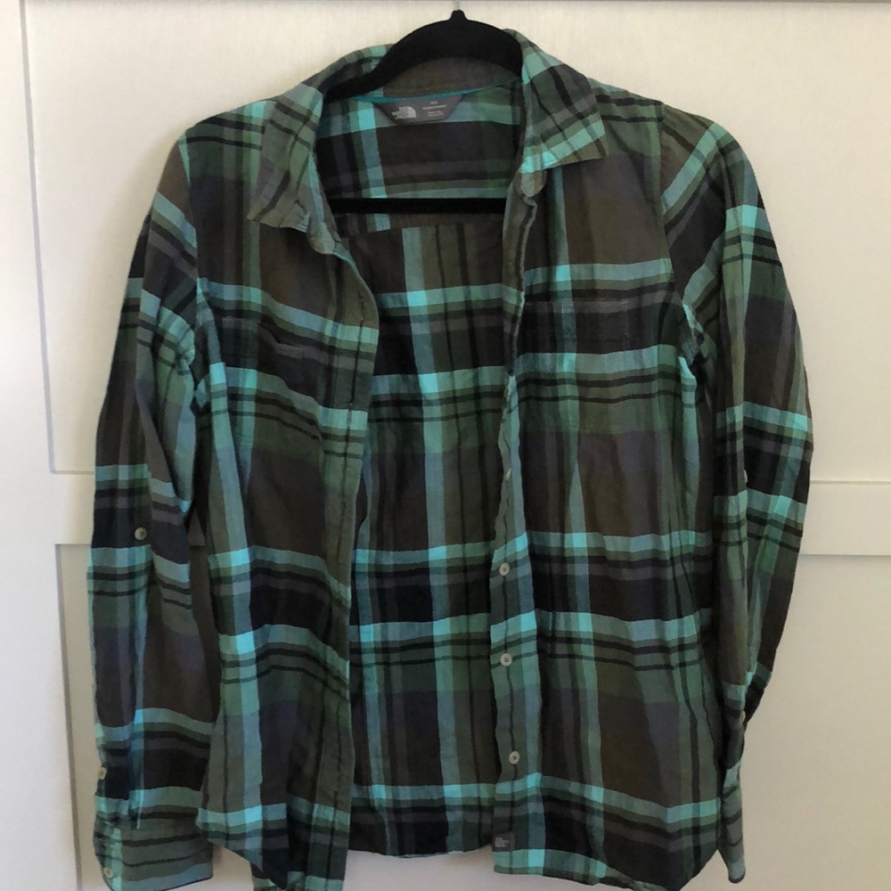 Green North Face Flannel